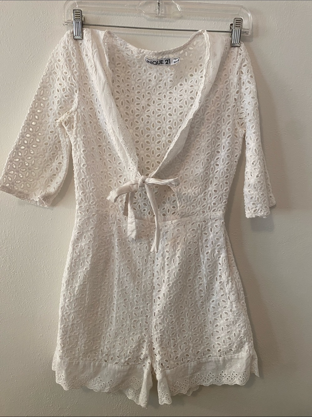 UNIQUE 21 White Eyelet Top - Floral Cutout Detail